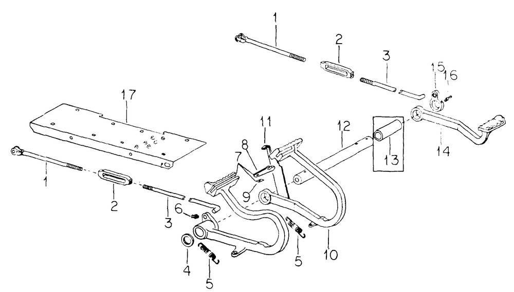 Two Pedal Brake Diagram and Parts List for CUB185  Cub Cadet Lawn Tractor